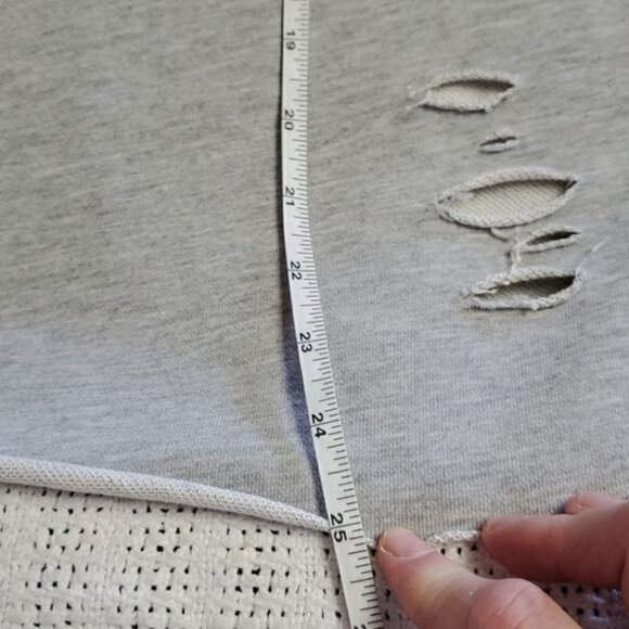 Bala Bala Distressed Grey Raw Edges Unique Vneck with Accent Buttons Sweatshirt - Picture 9 of 9